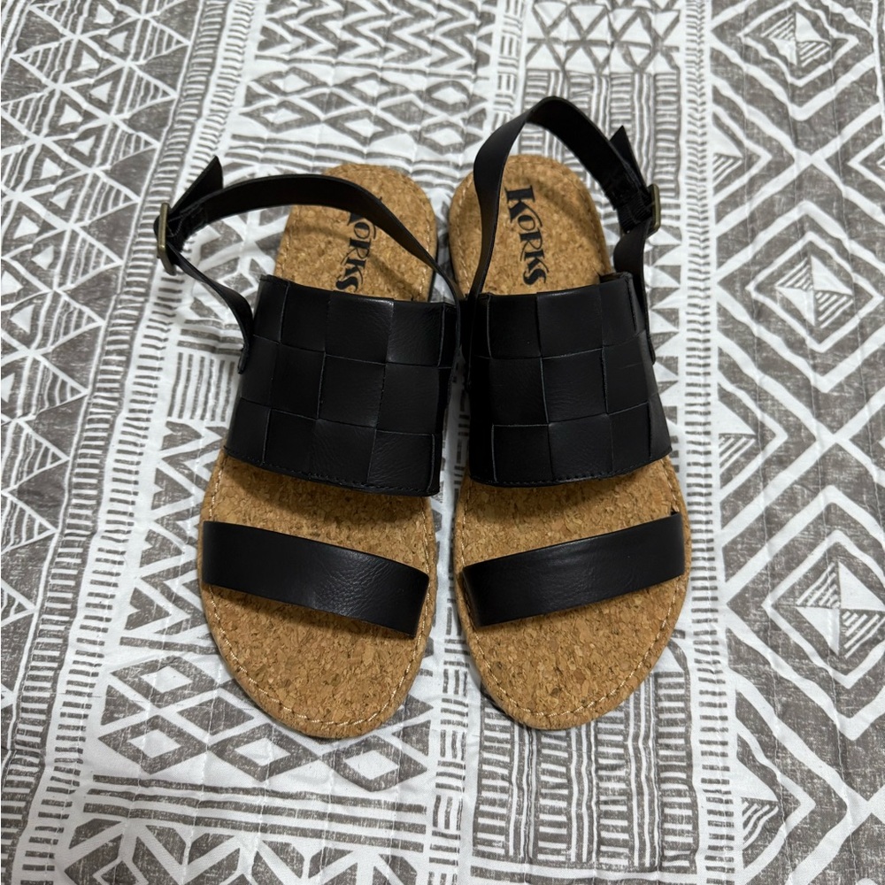 Kork-Ease Black Leather Sandals